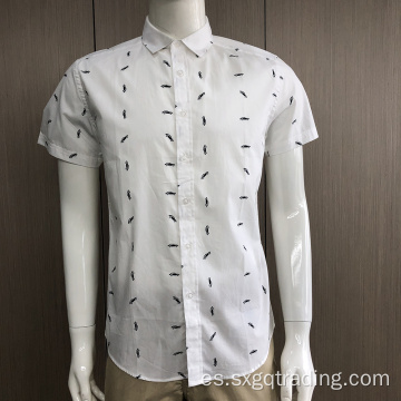 Camisa 100% algodón de manga corta con estampado de moda masculina